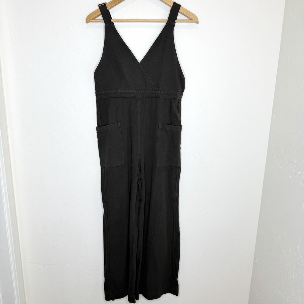 Longway Wide Leg Cropped Jumpsuit Overalls Womens Small Black